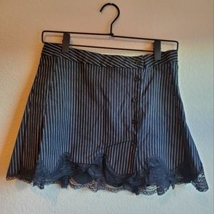 UNIF Becca Black and White pinstripe mini skirt